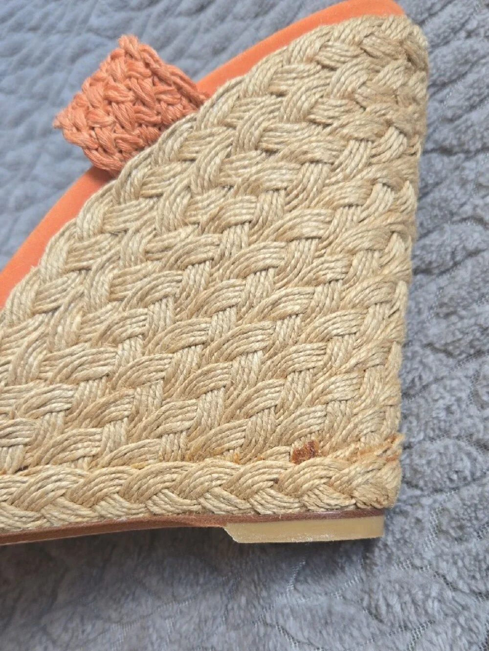 Stuart Weitzman Alex Orange Braided Espadrille Wedge Sandals - Picture 9 of 13